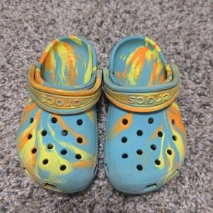 CROCS Kids' Blue and Orange Clogs
